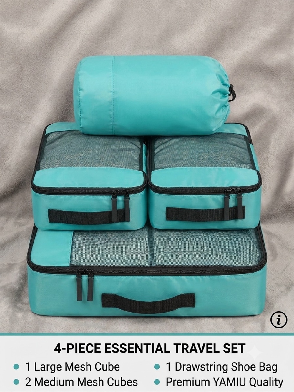 Yamiu travel suitcase 4-Piece Travel Packing Cube Set Turquoise black